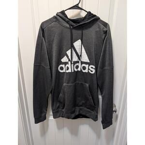 Men’s Adidas Climawarm Gray Logo Hoodie Sweatshirt Size M Athletic